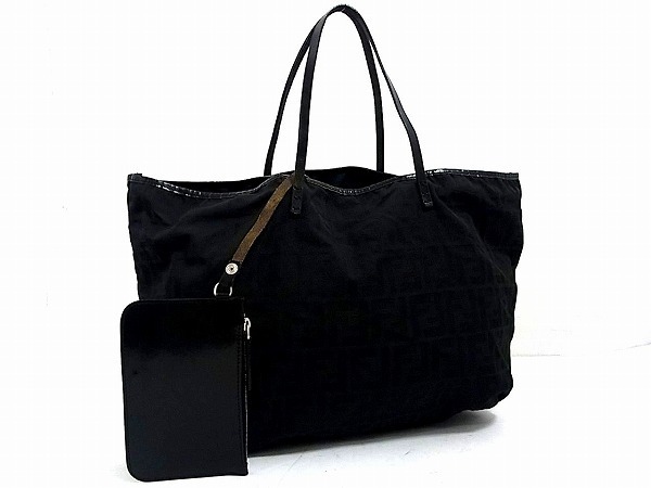 1円 FENDI フェンディ ズッカ柄 ナイロンキャンバス×レザー 1円 FENDI フェンディ ズッカ柄 ナイロンキャンバス×レザー