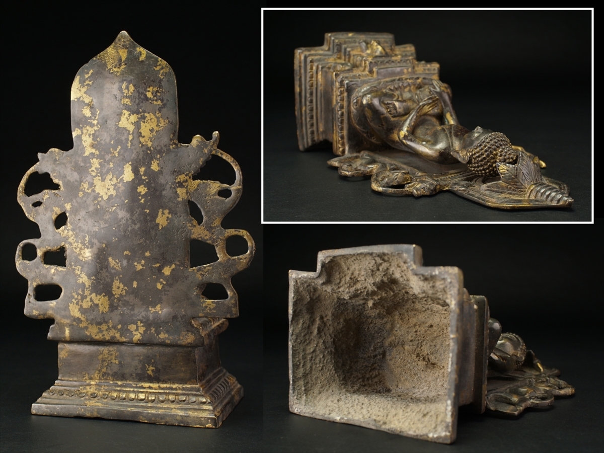 仏教美術 仏像 - : 明代 銅拓金 桃山～江戸時代初期 中国 木製 塗金 佛