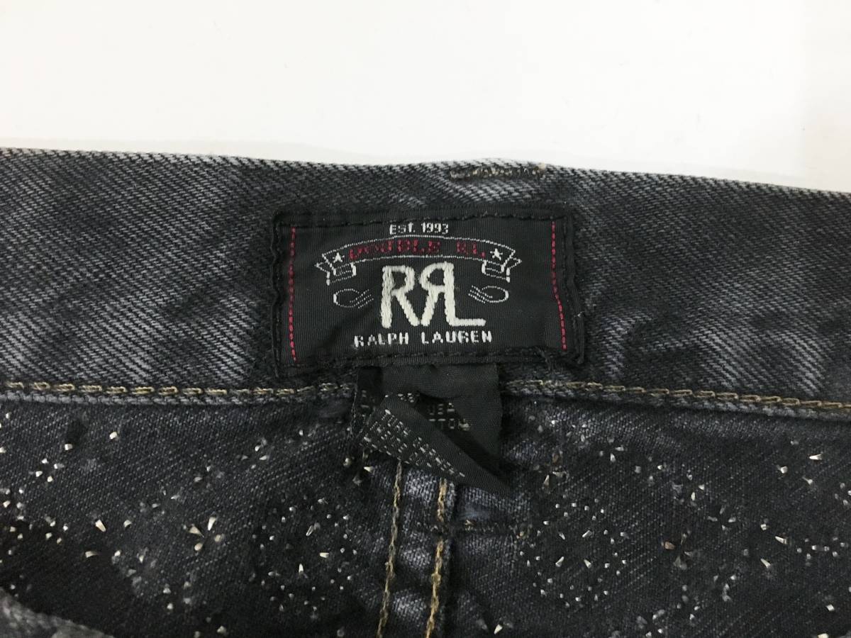 RRL ダブルアールエル ビンテージ加工 スタッズ ブラック デニムパンツ 
