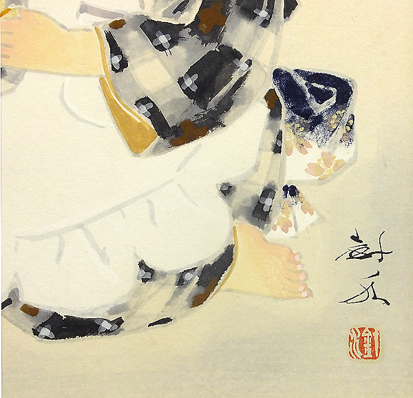 田中針水 積み木 童画 絹本 額装 日本画 川合玉堂師事 s33 GLC】田中針水 「積み木遊び」 日本画8号 小樽出身 童画巨匠 日本画