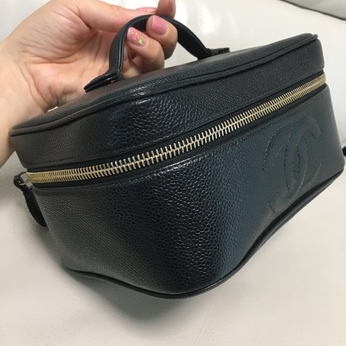 シャネル CHANEL バニティ ポーチ キャビアスキン ココマーク バッグ