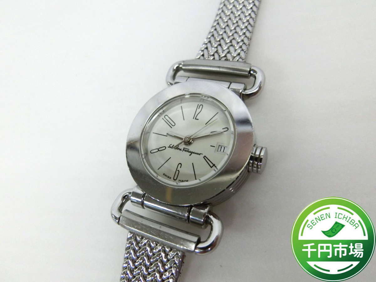 【O-2666】1円 フェラガモ Ferragamo メンズ クォーツ 腕時計 SS 0125 01478 現状品【千円市場】