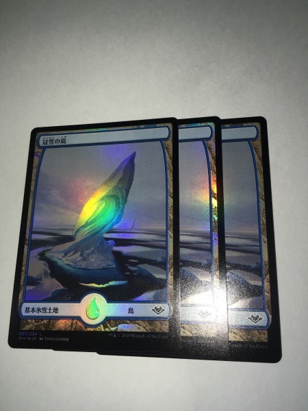 MTG/モダンホライゾン/FOIL/コモン/C/土地/冠雪の島/3枚セット/日本語
