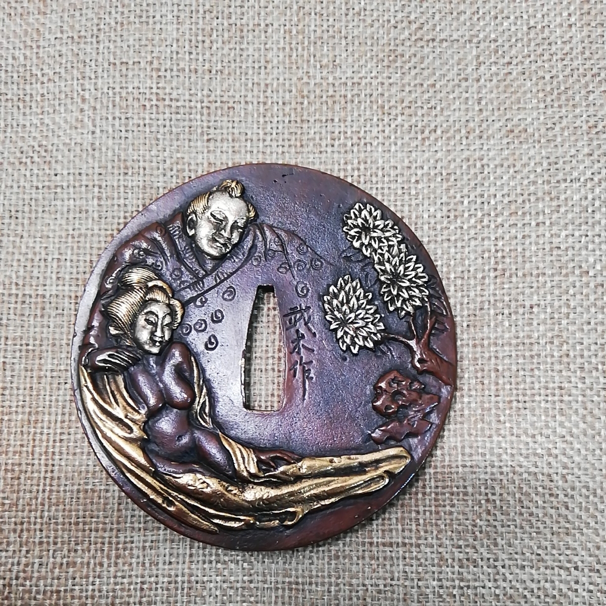 日本刀装具 鍔 銅地 刀鐔 遊女 070469