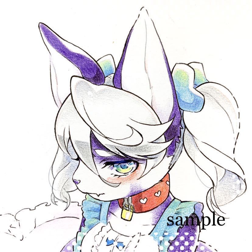 イラストオーダー　コピック　　手描き　アナログ　メスケモ 手描きオリジナルイラスト◇ケモノ◇メスケモ◇ケモ娘◇色鉛筆
