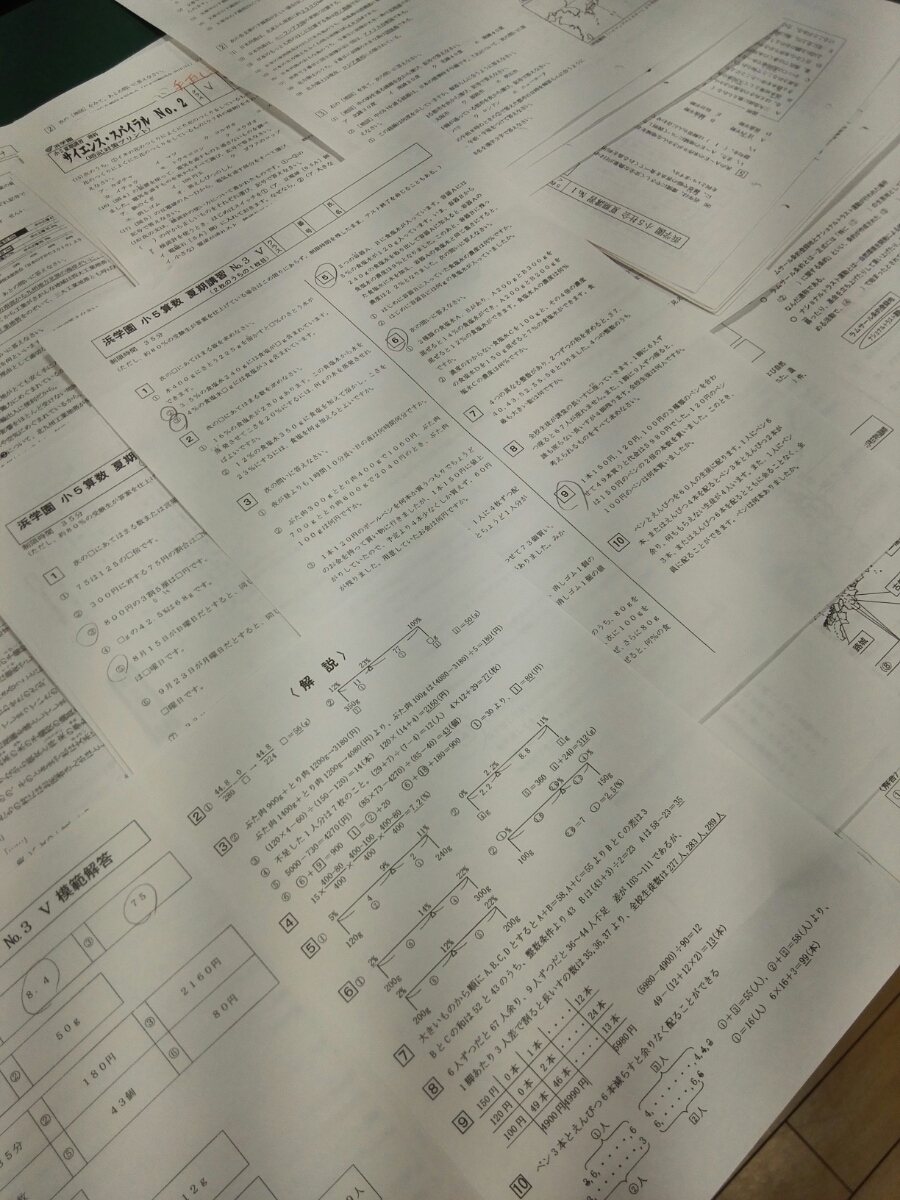 浜学園 小5 夏期講習 Vクラス 国語、算数、理科 復習テスト 算数 S