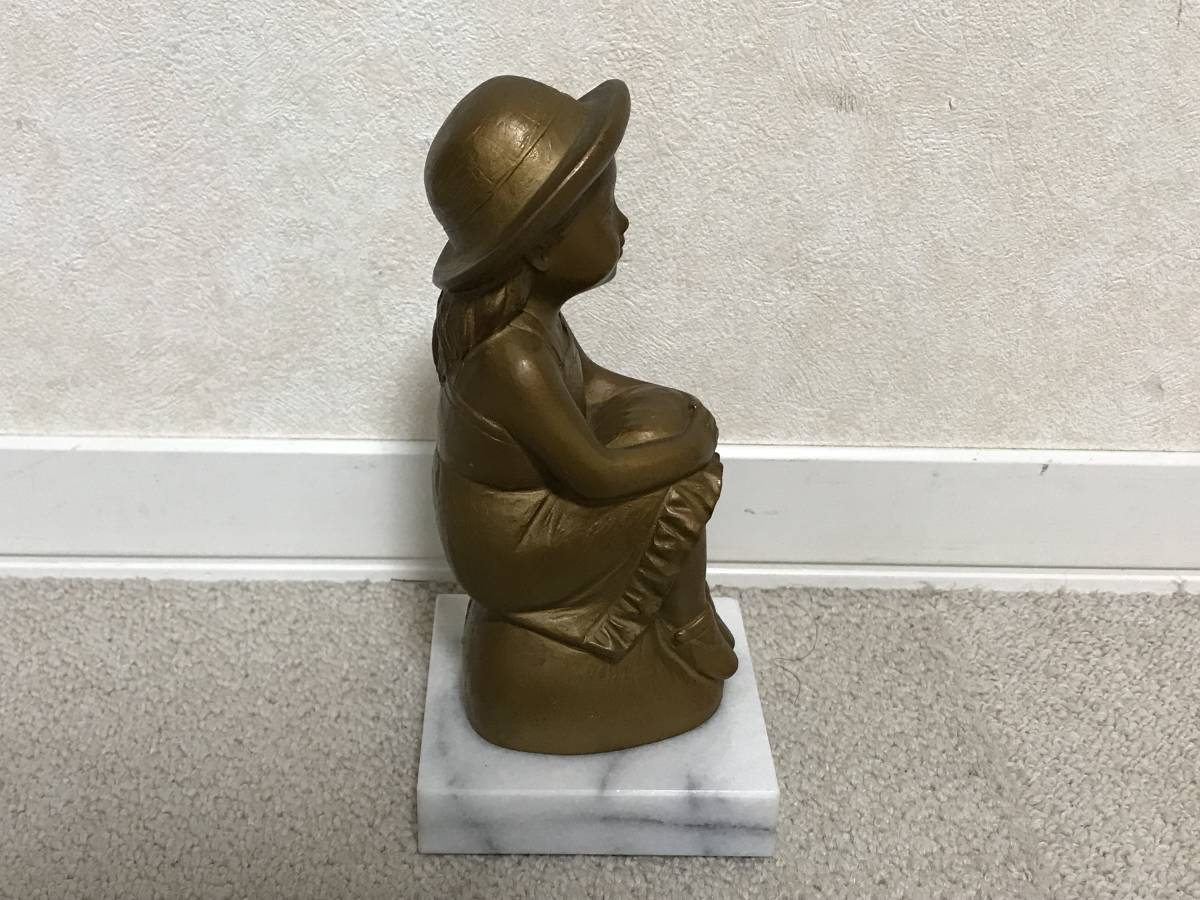 YY1907045uy加藤豊 作『そよかぜ』 少女 ブロンズ像 箱付 ブロンズ像