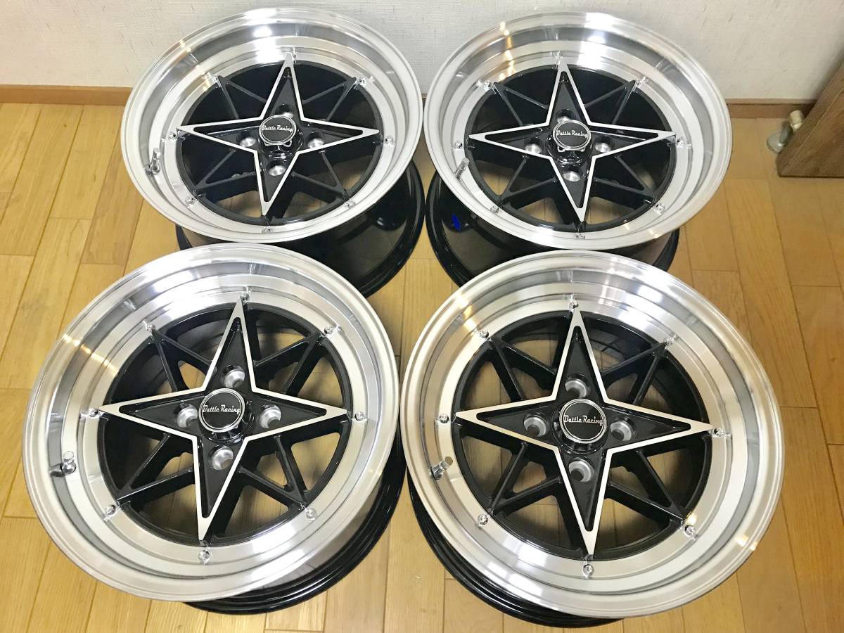 旧車系デザインホイール 15×8J・＋20・PCD100 深リム 4本セット 