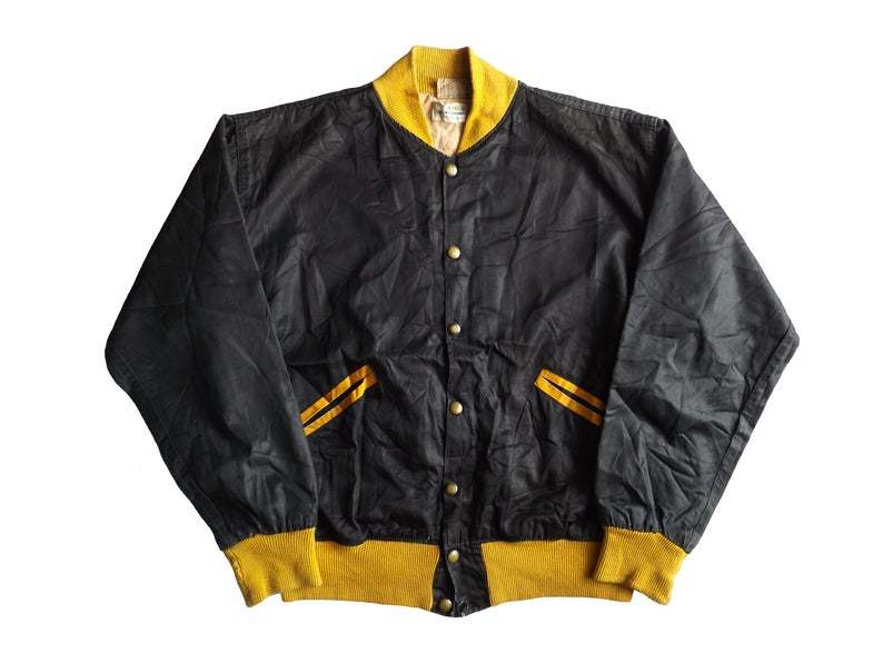 50s～60s【AMCO Athletic Apparel】サテンジャケット ブラック