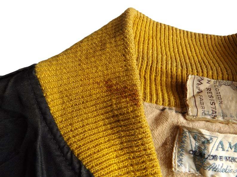 50s～60s【AMCO Athletic Apparel】サテンジャケット ブラック