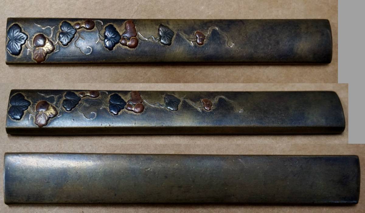 宣徳銅地高彫象嵌瓢箪図小柄/本歌/江戸時代/刀装具