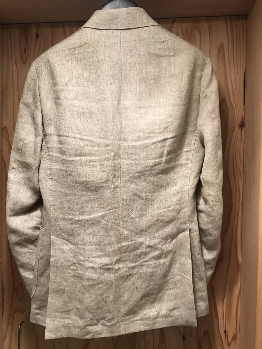 LARDINI リネン 麻 ジャケット 44 サイドベンツ 本切羽 ブートニエール