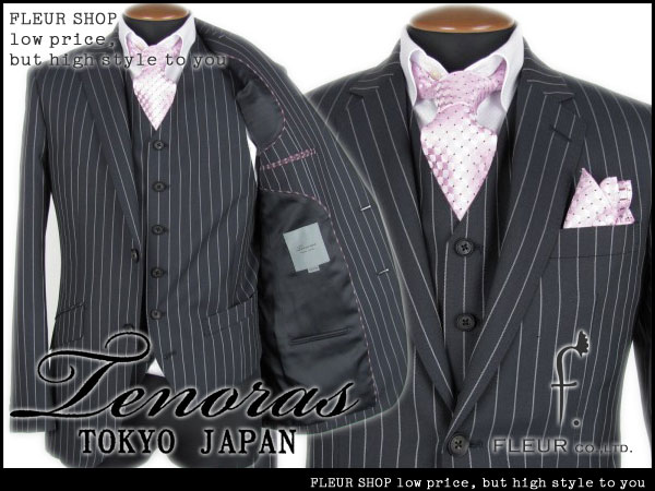 ★完売商品★　メンズティノラス　ネイビー ストライプ ビジネスジャケット □2106□ラスト1点メンズティノラス ストライプ3ピーススーツL紺(L