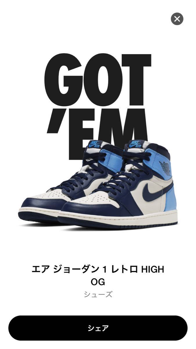 29.0cm NIKE AIR JORDAN 1 RETRO HIGH OG OBSIDIAN/UNIVERSITY BLUE エアジョーダン1 レトロ ハイ OG オブシディアン