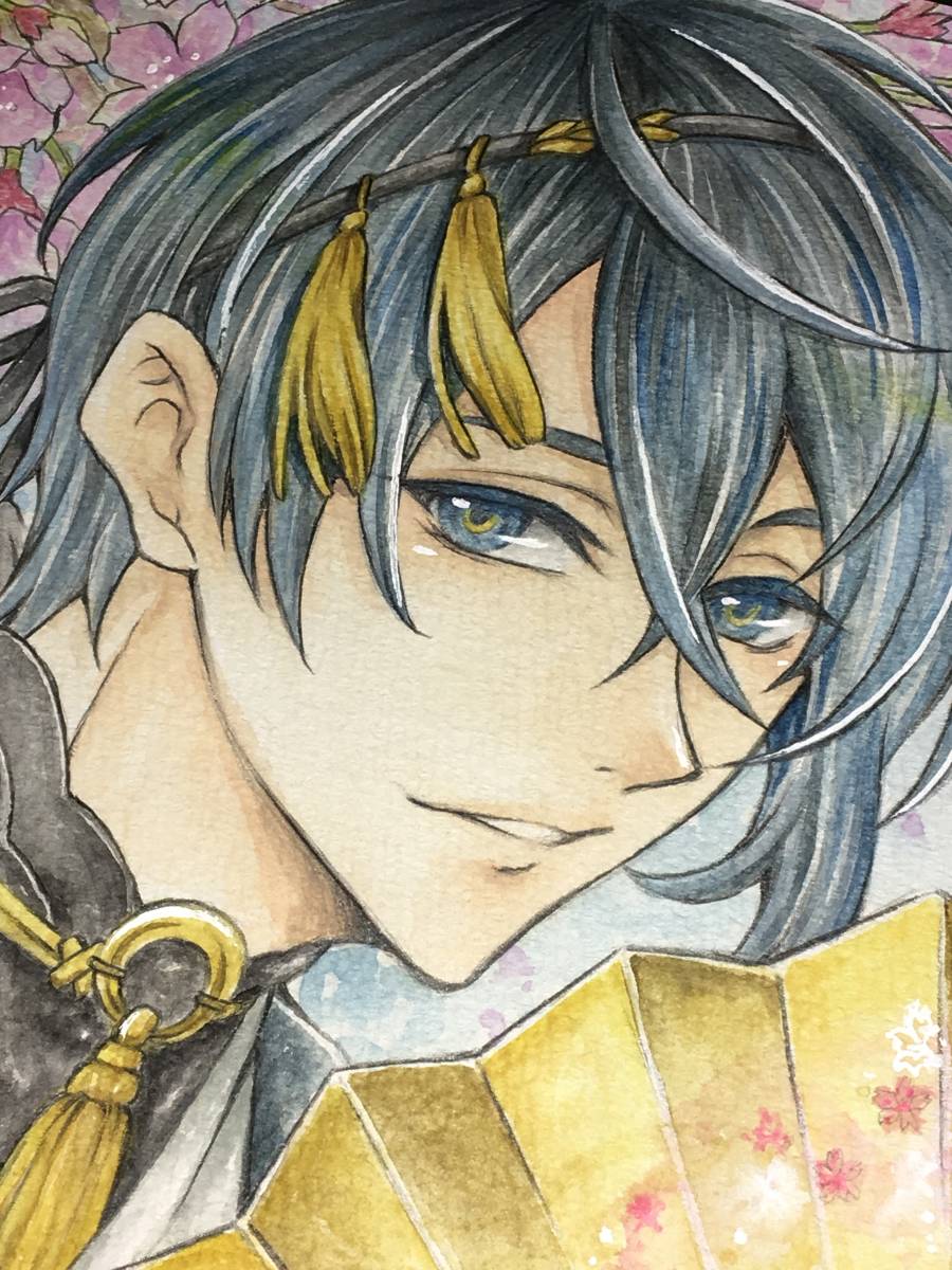◇手描きイラスト 刀剣乱舞【三日月宗近】◇ No.17 アナログ水彩 直筆1