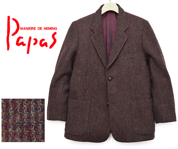 日本製 定価8万円 パパス【PAPAS】英国SYDNEY H SHAW生地 ツイード 2B