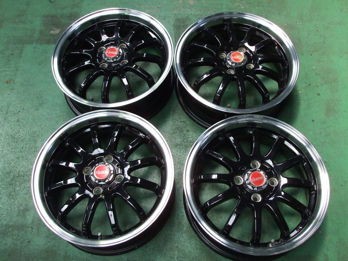 ★軽自動車　5J-15　+45　100/4　BK/PO　中古4本セット★ 2026年最新Yahoo!オークション -15 5j 45の中古品・新品・未