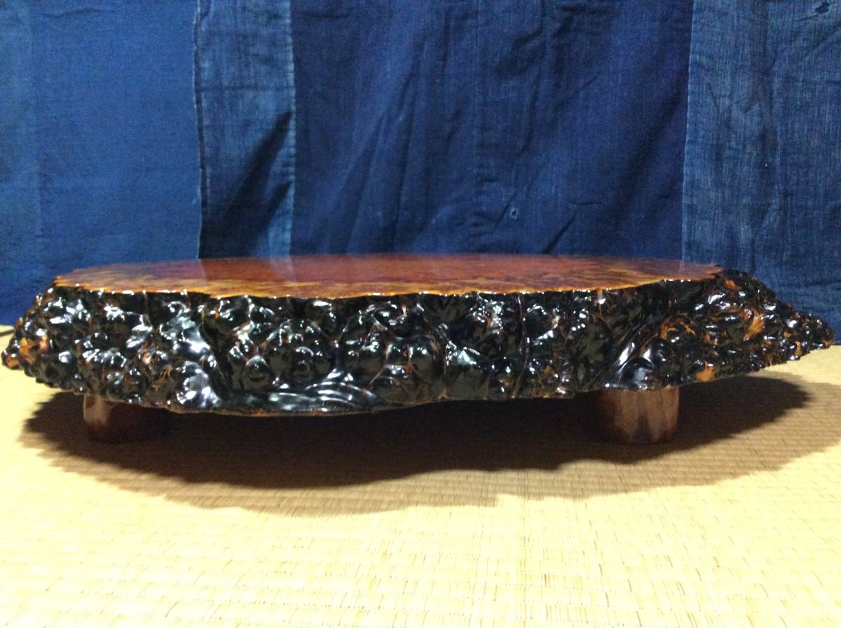 ☆蔵出し品 極上 花梨 本花梨 瘤 花台 飾台 玉杢 葡萄杢 煎茶道具 盆栽