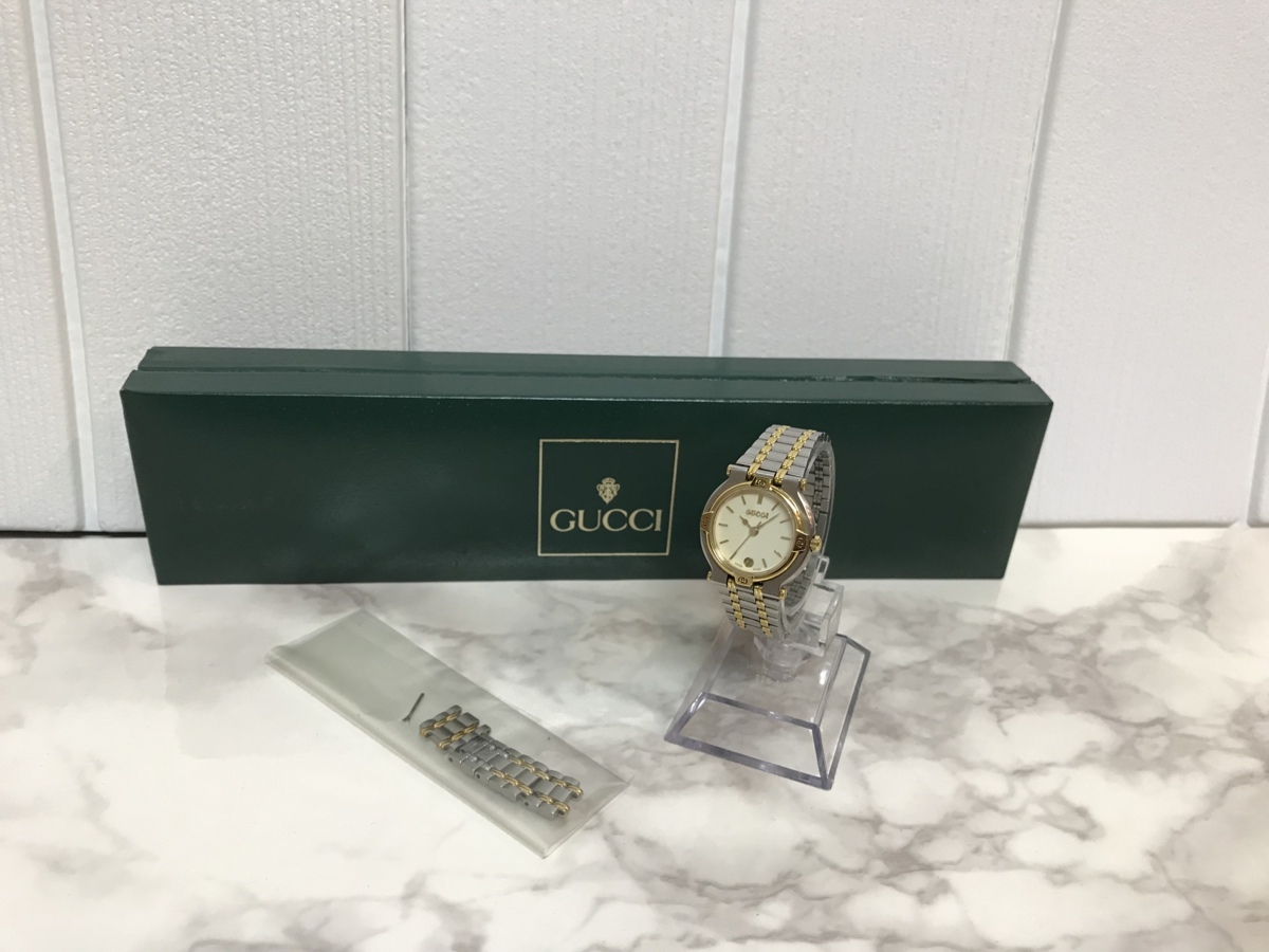 □□グッチ GUCCI 9000L レディース 箱・コマ付 稼働未確認