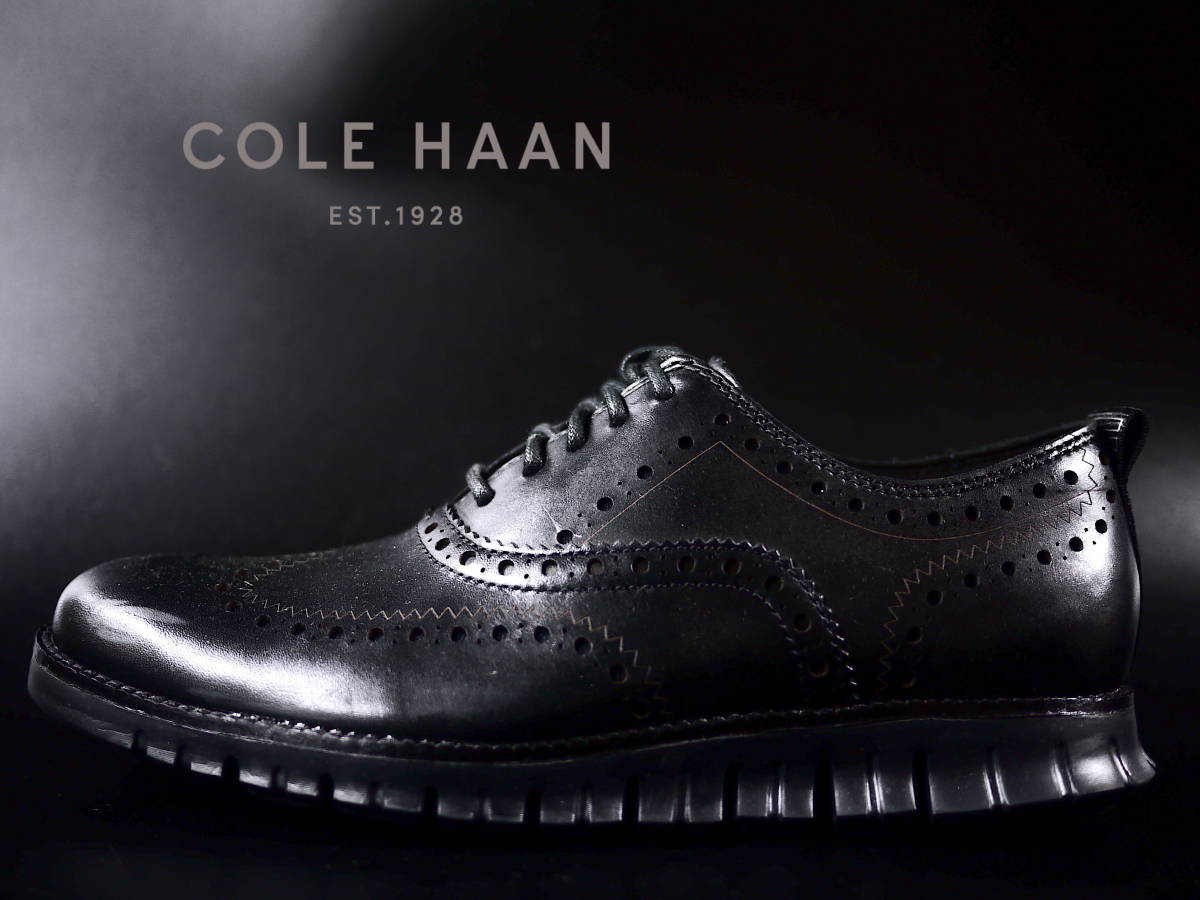 定4.8万 COLE HAAN ZEROGRAND Wingtip Oxford コールハーン ゼログランド 高級レザー ウィングチップ ブラック US7.5