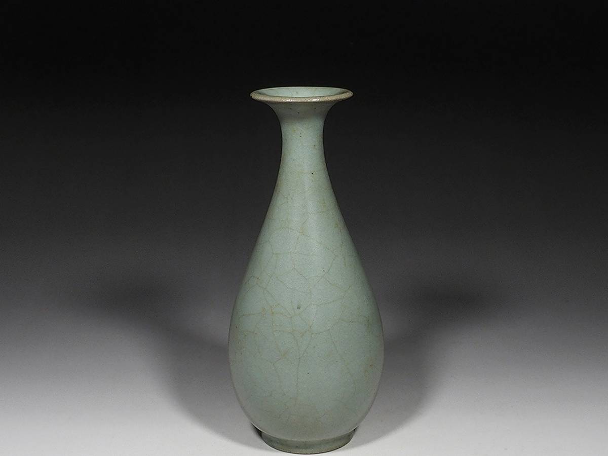 中国美術 古玩 雙鳳青磁花生 花瓶 花器 置物