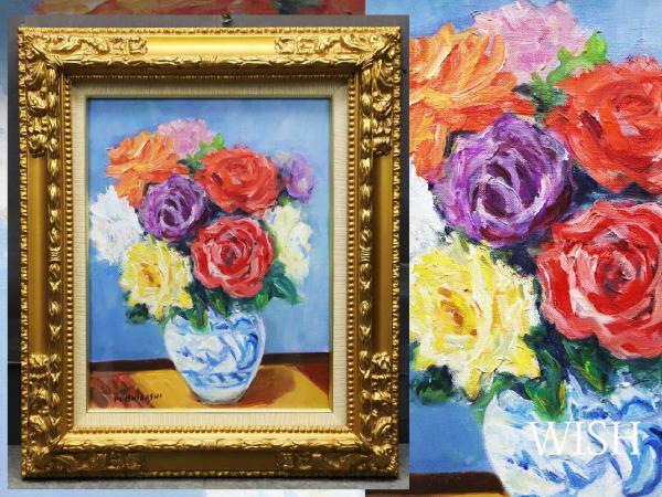 真作】【WISH】森田秀和「大和路」油彩 20号 大作 山辺の町風景 〇彩波