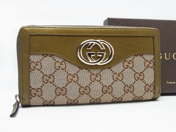 1円 美品 グッチ スーキー GG ラウンドファスナー長財布 308012