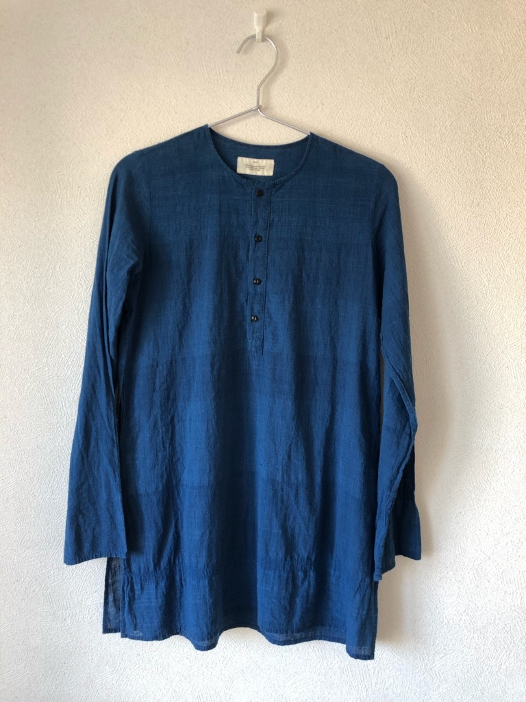 美品【dosa/ドーサ】ヘンリーネックシャツ カディコットン インディゴ 