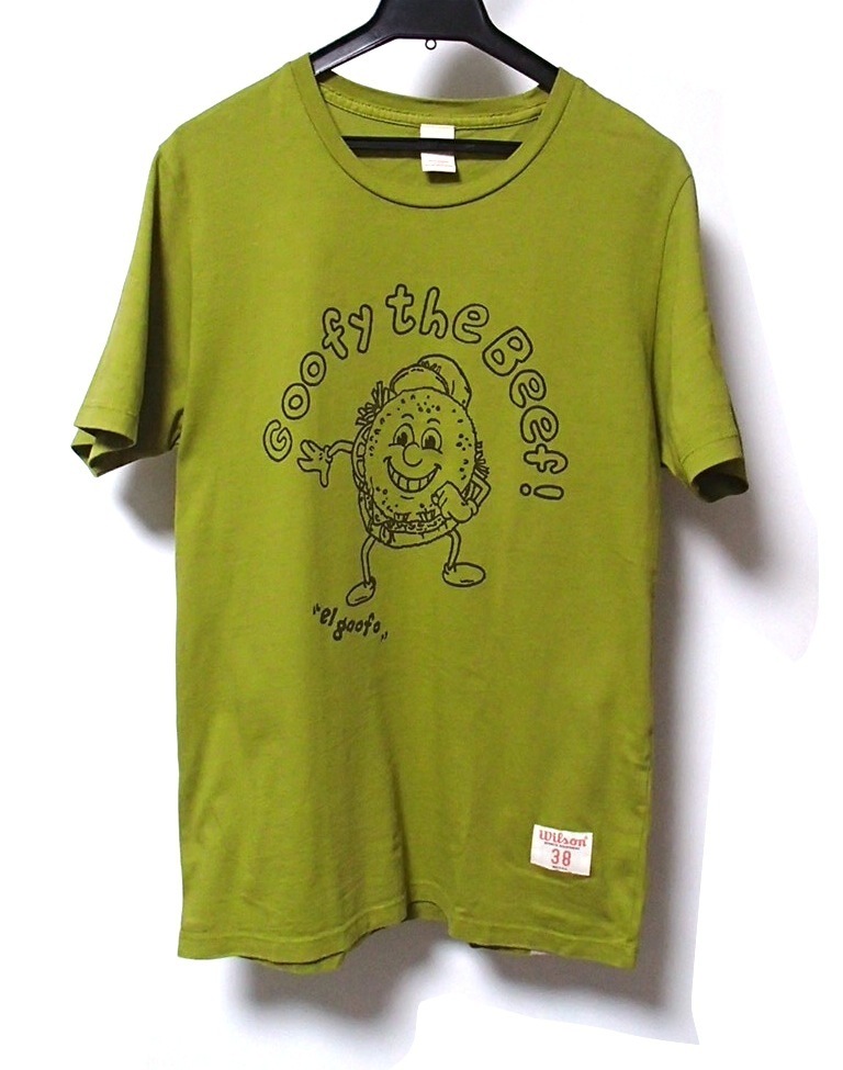 美品 レフティ ゴメス Wilson x seminead 神戸 セミナード ウィルソン グリーン モス 抹茶 m 綿 緑 カットソー プリントT ロゴ コットン