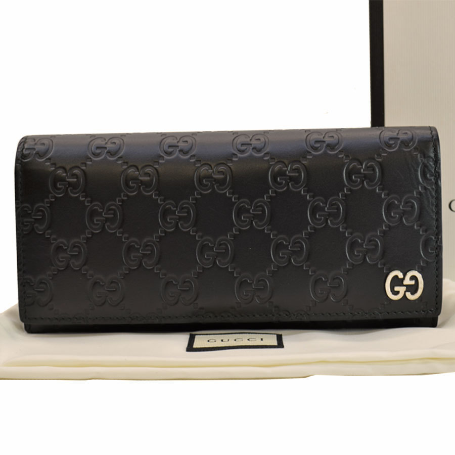 グッチシマレザー gucci 長財布レディース黒 GUCCI ブラック レザー 長