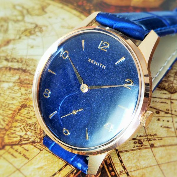 【入手困難！】ZENITHゼニス126★青文字盤★メンズ手巻きアンティーク腕時計ビンテージ★激レア新品仕上げ美品★動作良好★送料無料[28126]_1