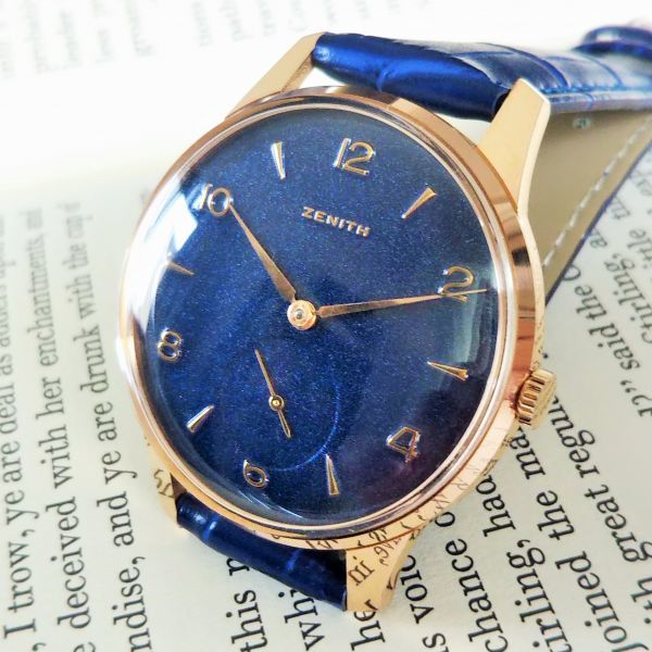 【入手困難！】ZENITHゼニス126★青文字盤★メンズ手巻きアンティーク腕時計ビンテージ★激レア新品仕上げ美品★動作良好★送料無料[28126]_8