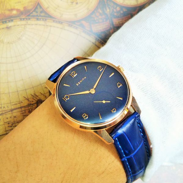 【入手困難！】ZENITHゼニス126★青文字盤★メンズ手巻きアンティーク腕時計ビンテージ★激レア新品仕上げ美品★動作良好★送料無料[28126]_9
