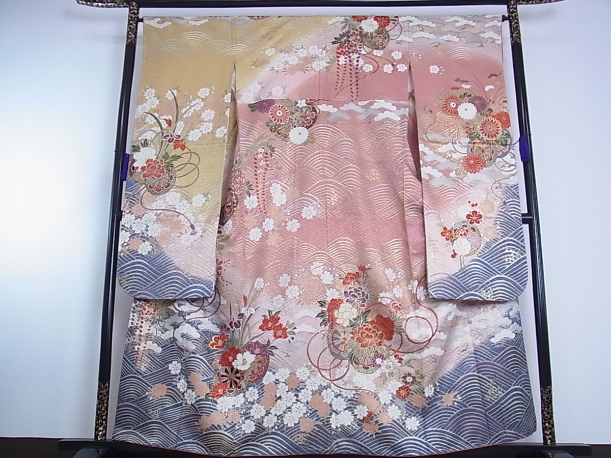 駒刺繍 ベストストア日本一受賞店！□花美人着物□豪華振袖 暈し染め 