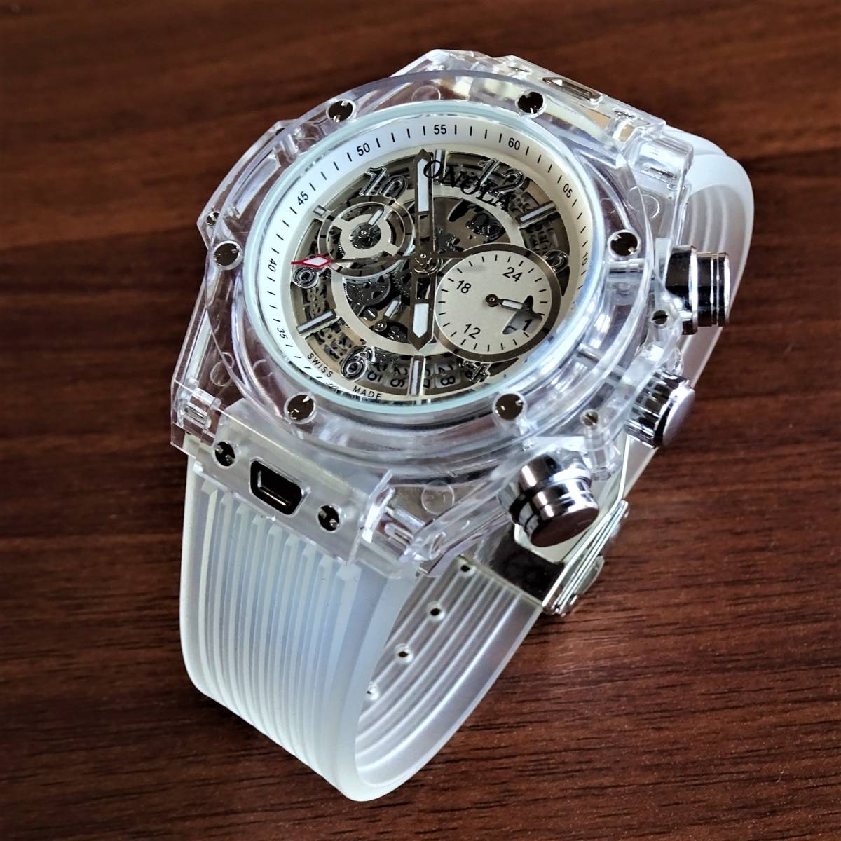 新品〓クォーツ腕時計 アナログ メンズ シリコンベルト24時間表示 