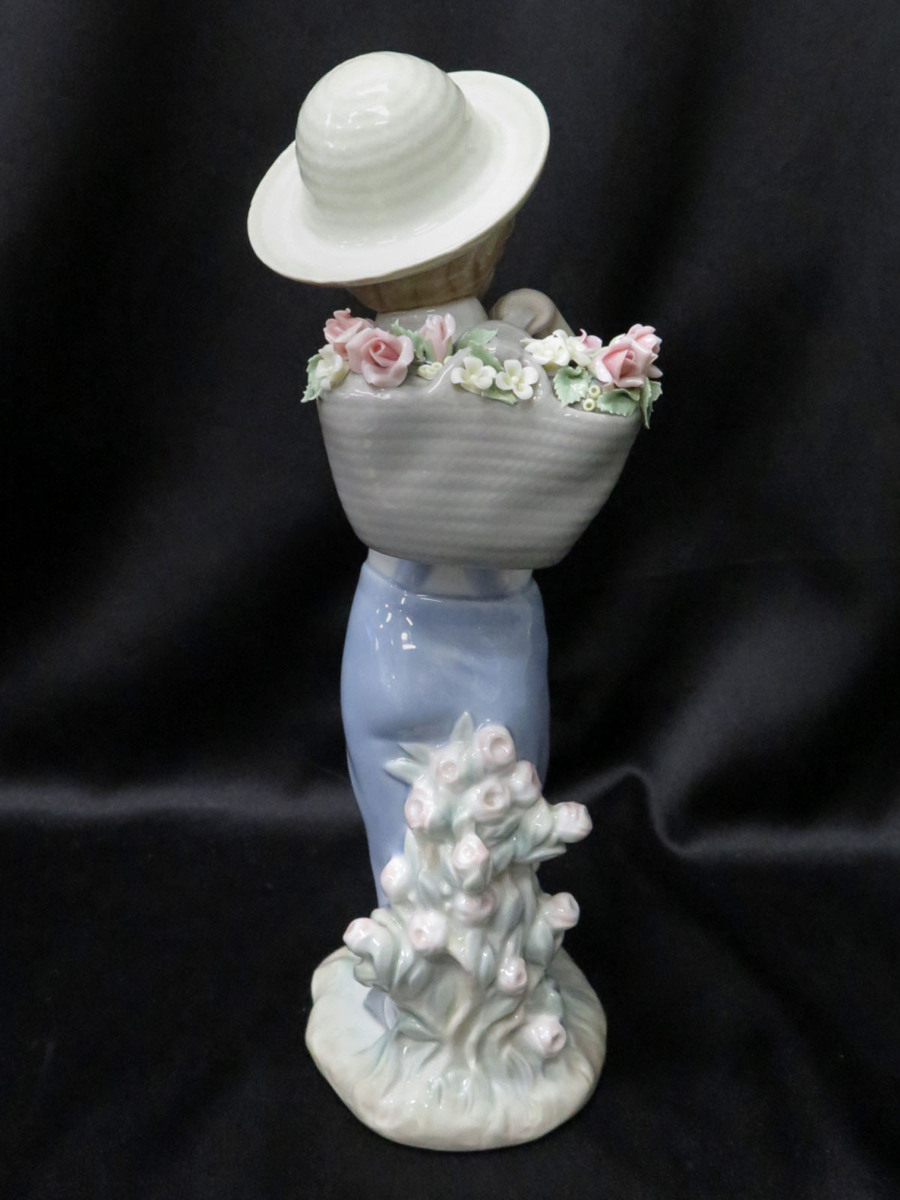 リヤドロ かごいっぱいのバラ 陶器人形 フィギュリン LLADRO 少年 絶版 
