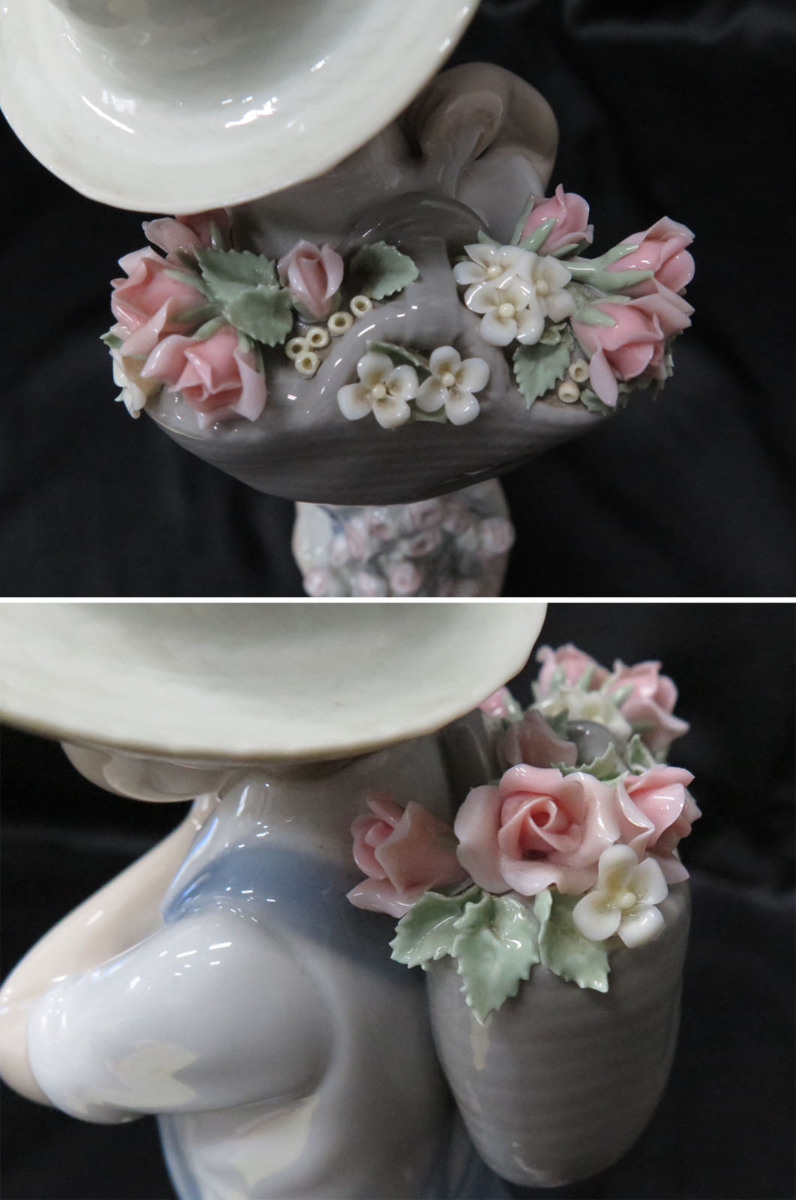 リヤドロ かごいっぱいのバラ 陶器人形 フィギュリン LLADRO 少年 絶版 