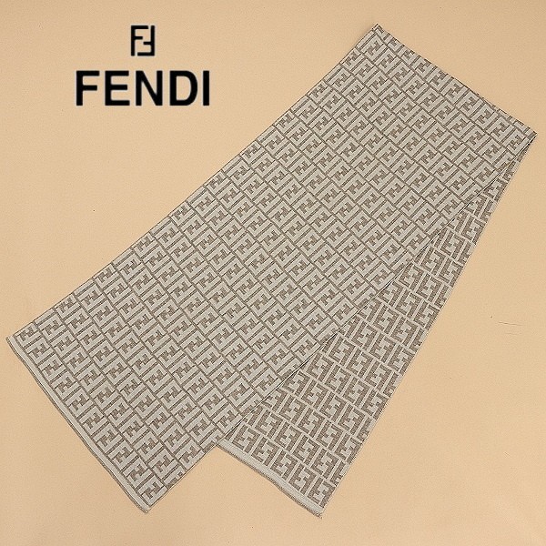 ◇FENDI/フェンディ UOMO ズッカ柄 ニット ウール マフラー ストール