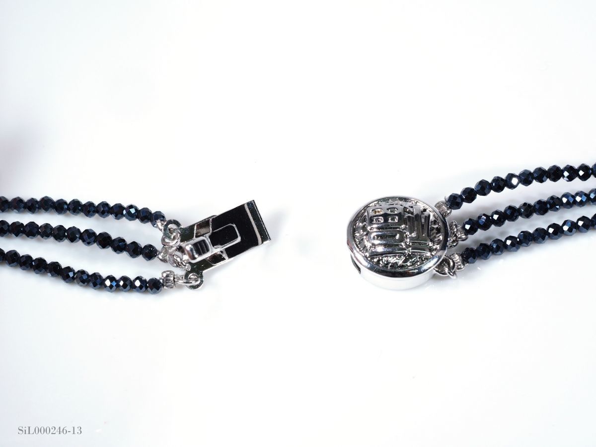 【定価16万】☆天然 ブラック オパール スピネル ロング ネックレス 3連 チェーン ☆ 数量限定 [送料無料] 刻印有 PT900 18金 18K