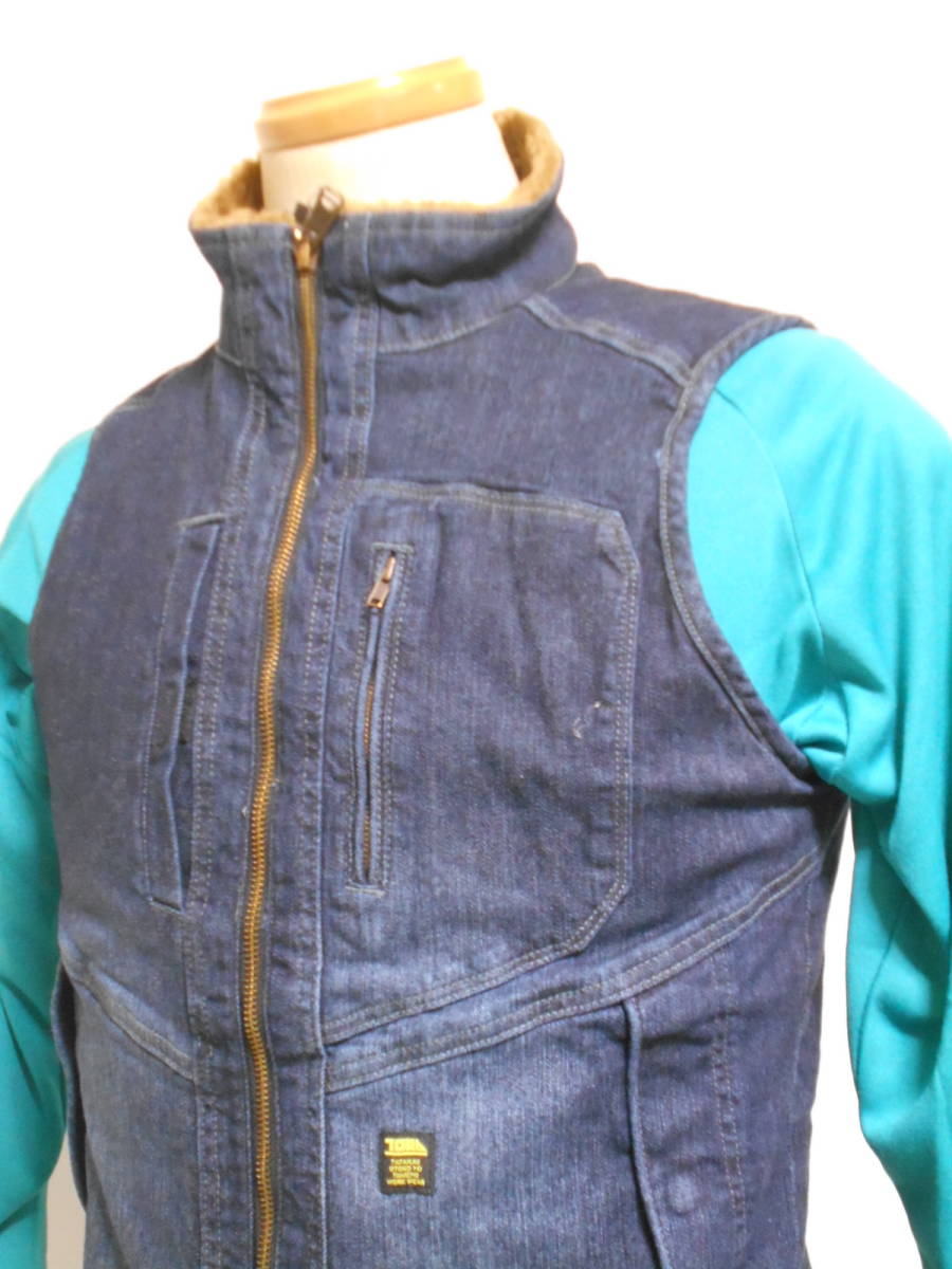 ★寅壱★デニム防寒ベスト★裏ボアウオーム感レイヤードのオシャレ感覚ビンテージデニム★Ｍ～、　紺　3802品番、激安限定★￥４，９８0～_3