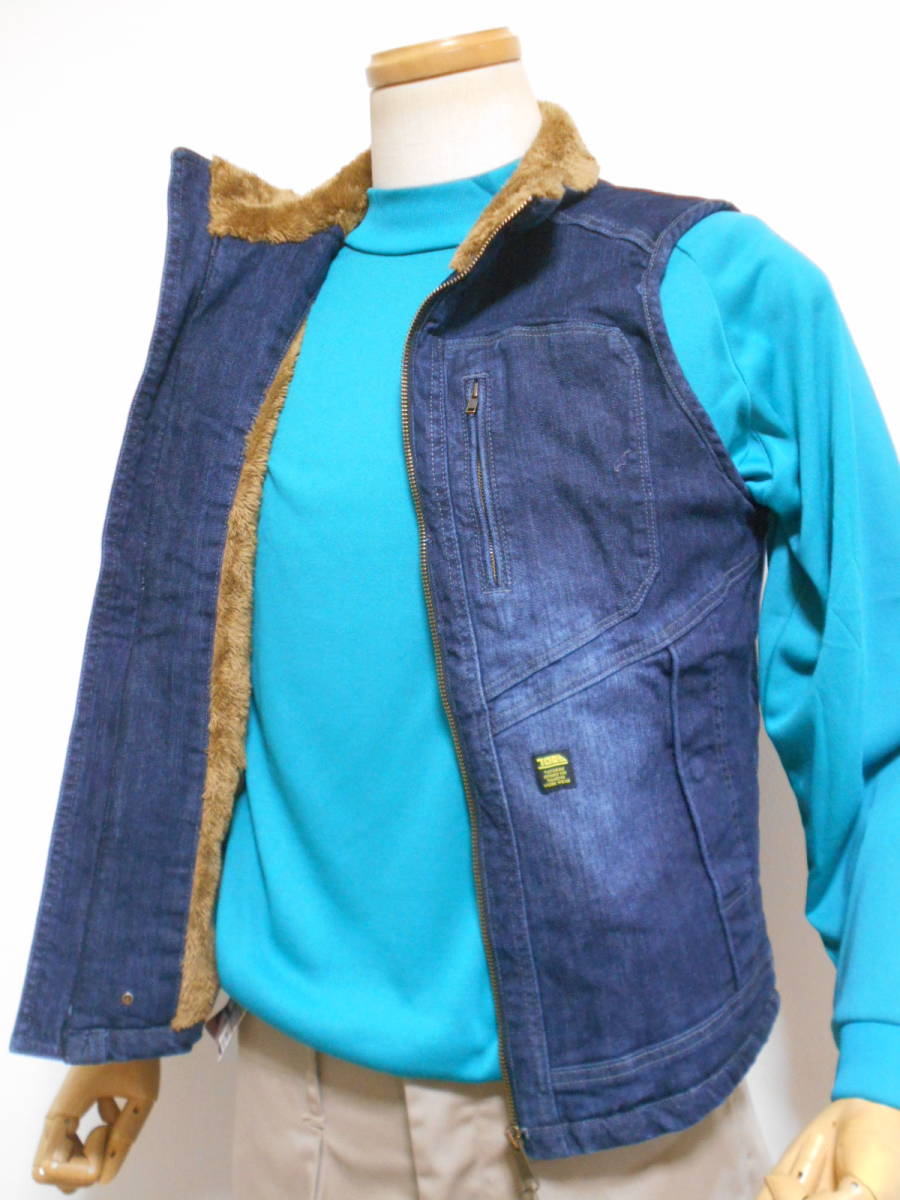 ★寅壱★デニム防寒ベスト★裏ボアウオーム感レイヤードのオシャレ感覚ビンテージデニム★Ｍ～、　紺　3802品番、激安限定★￥４，９８0～_4
