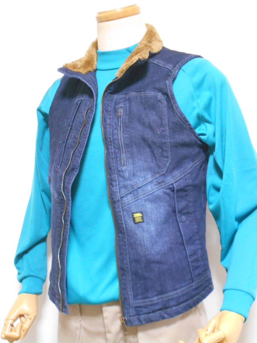 ★寅壱★デニム防寒ベスト★裏ボアウオーム感レイヤードのオシャレ感覚ビンテージデニム★Ｍ～、　紺　3802品番、激安限定★￥４，９８0～_5