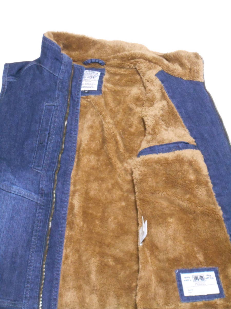 ★寅壱★デニム防寒ベスト★裏ボアウオーム感レイヤードのオシャレ感覚ビンテージデニム★Ｍ～、　紺　3802品番、激安限定★￥４，９８0～_8