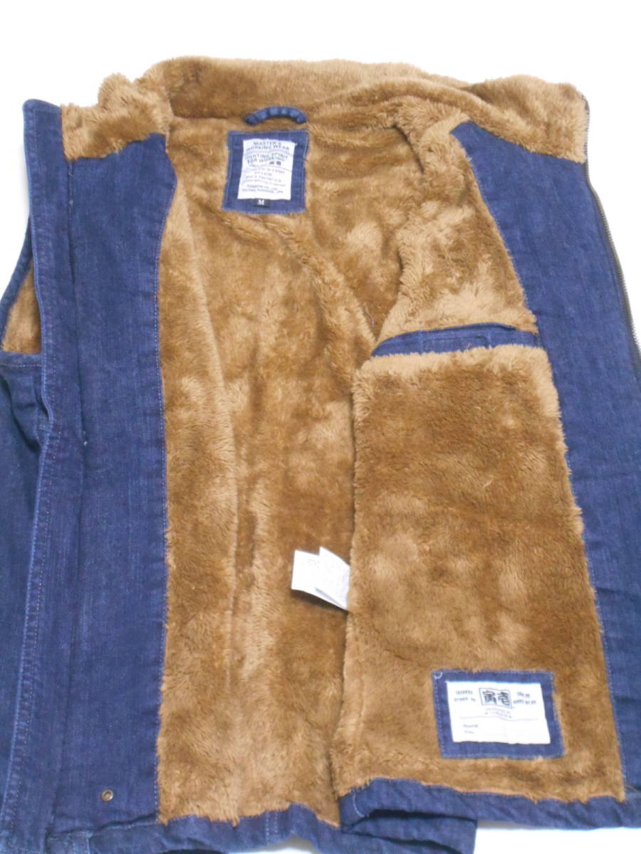 ★寅壱★デニム防寒ベスト★裏ボアウオーム感レイヤードのオシャレ感覚ビンテージデニム★Ｍ～、　紺　3802品番、激安限定★￥４，９８0～_9