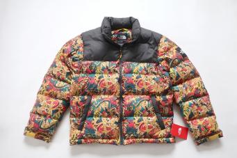 (L)The North Face 1992 Nuptse Down JacketノースフェイスヌプシダウンジャケットVersaceベルサーチ柄風 LEOPARD