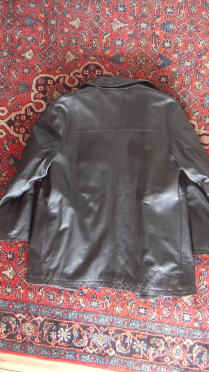 エディー・バウアー　EDDIE BAUER　カーフレザー　牛革　ステンカラーコート　バルカラーコート　定価10万円弱 M~L Bauer Eddie レザージャケット bauer Leather カーコート