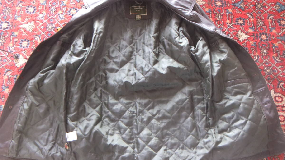 エディー・バウアー　EDDIE BAUER　カーフレザー　牛革　ステンカラーコート　バルカラーコート　定価10万円弱 M~L Bauer Eddie レザージャケット bauer Leather カーコート