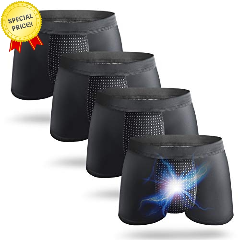 色黒 サイズL(日本サイズM) 【磁気パンツ PREMIUM】増大パンツ ボクサーパンツ メンズ ４枚組 4サイズ (【G285】