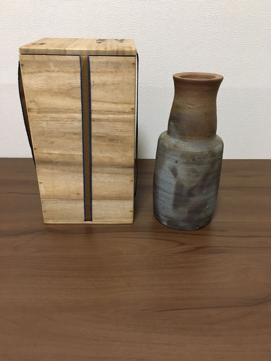 ☆D-07☆ 人間国宝・伊勢崎淳先生 備前焼緋襷徳利 共箱☆