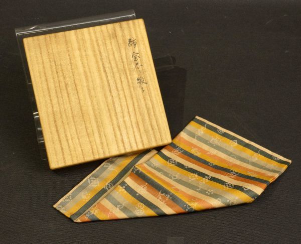 美術品・アンティーク・コレクション 正絹 破七宝緞子 土田友湖作